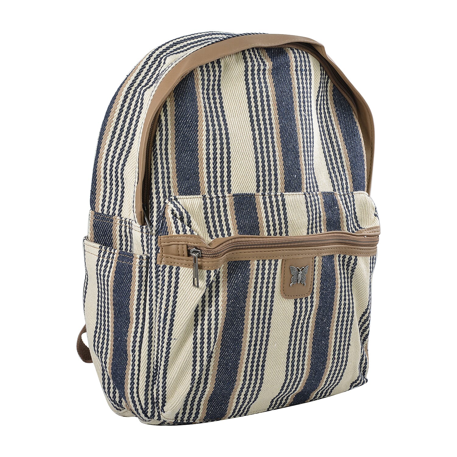 Le Chateau Blue and White Striped Backpack