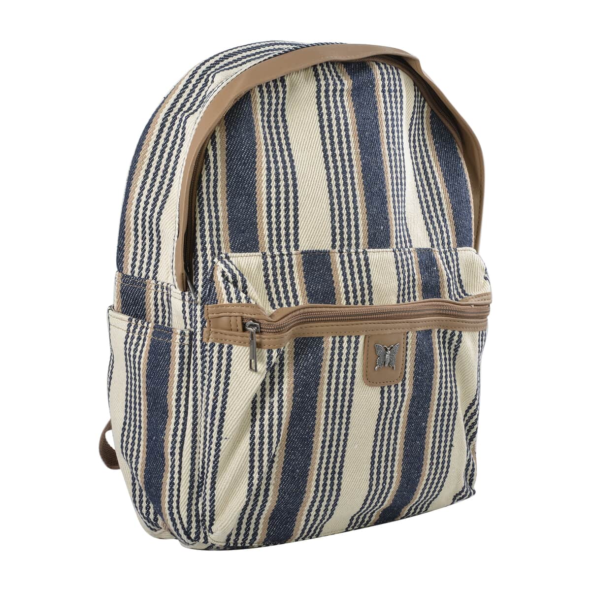 Le Chateau Blue and White Striped Backpack image number 3