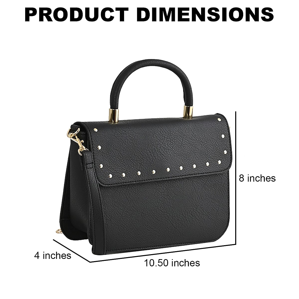 Le Chateau Black Faux Leather Studded Crossbody Bag image number 2