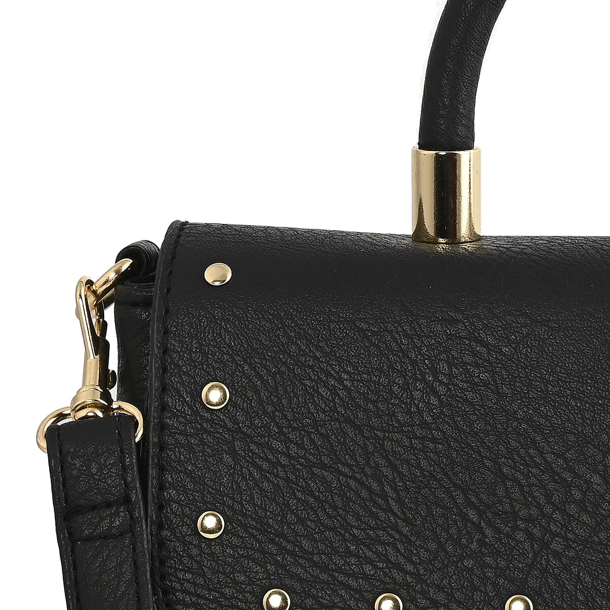 Le Chateau Black Faux Leather Studded Crossbody Bag image number 5