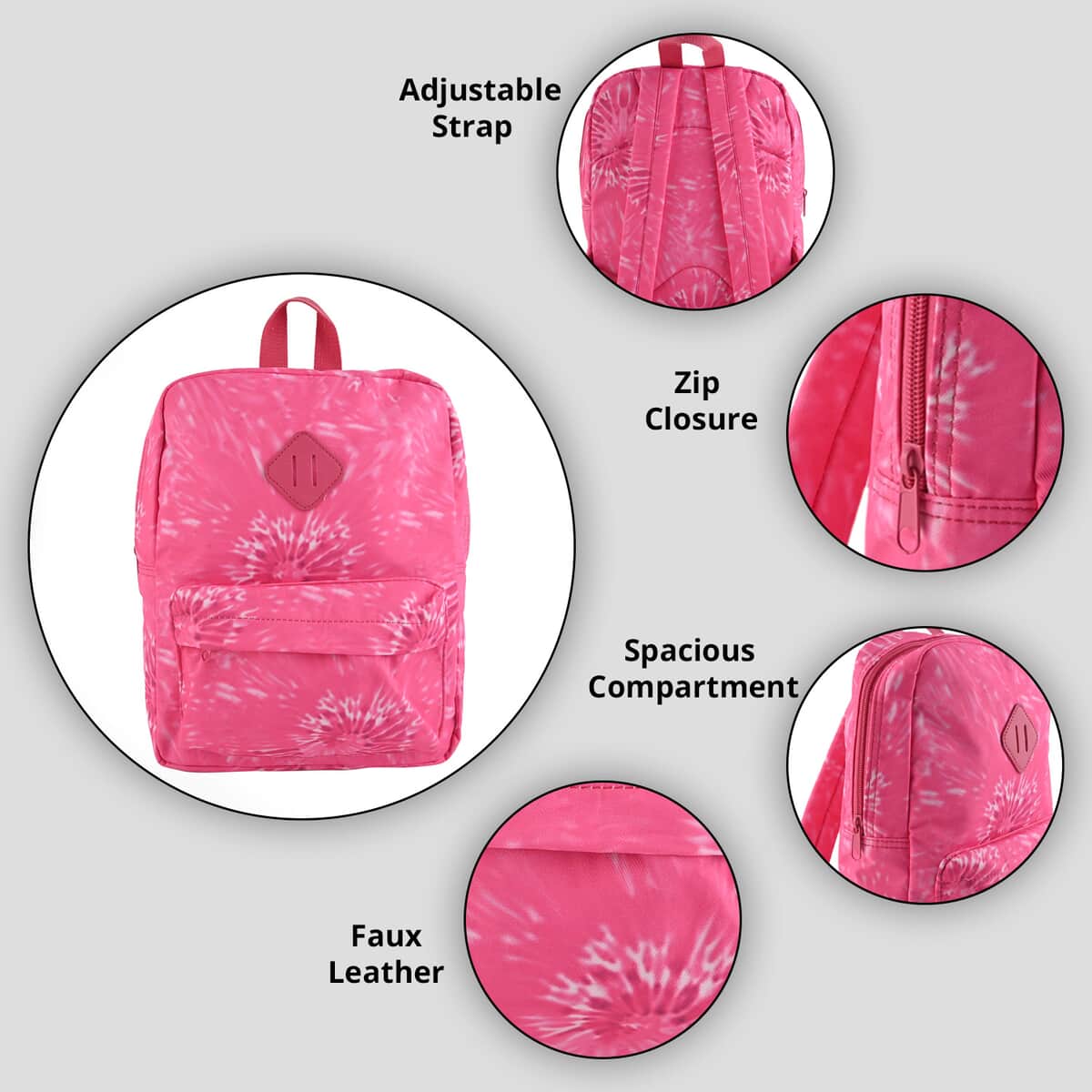 Le Chateau Pink Tie Dye Backpack , Travel Backpack , Mini Backpack , Laptop Backpack , Backpacks for School image number 1