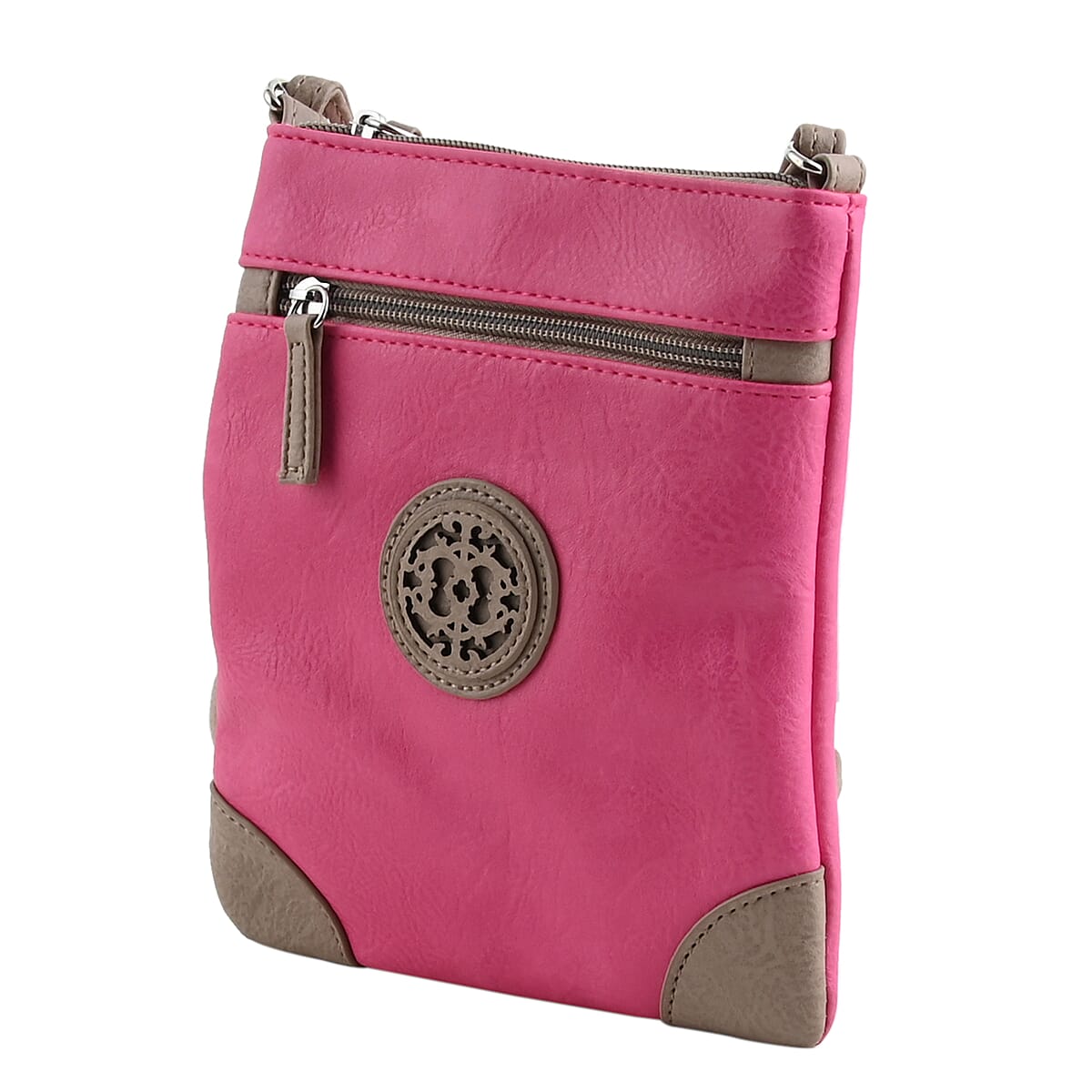 Le Chateau Pink Faux Leather Crossbody Bag image number 1