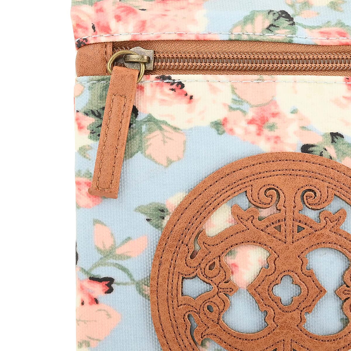 Le Chateau Pink Floral Faux Leather Crossbody Bag image number 3