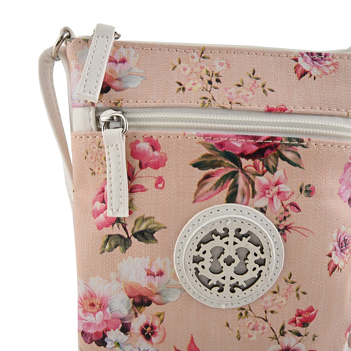 Le Chateau Pink Floral Faux Leather Crossbody Bag image number 4