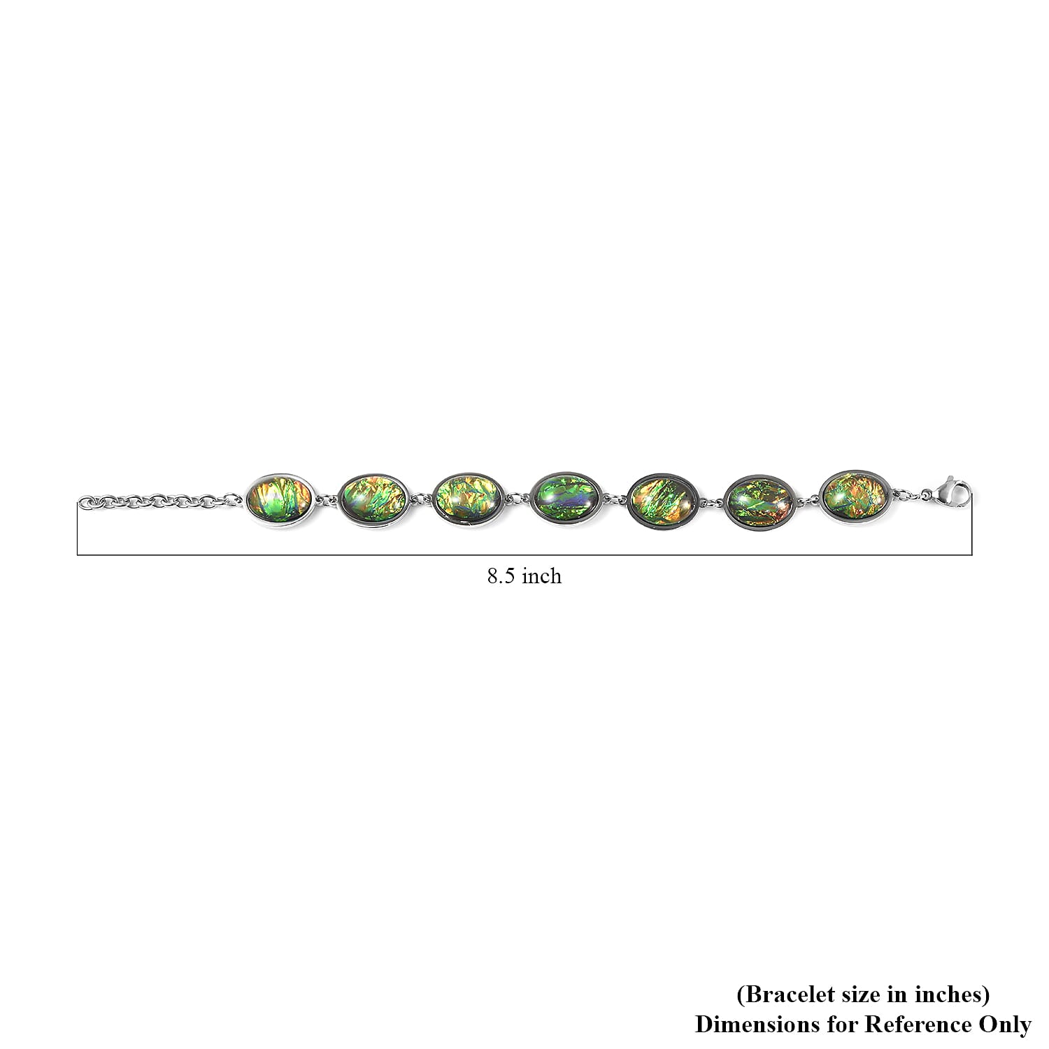 Lab Created Magic Color Opal Station Bracelet in Stainless Steel (7.50 -9.00In)