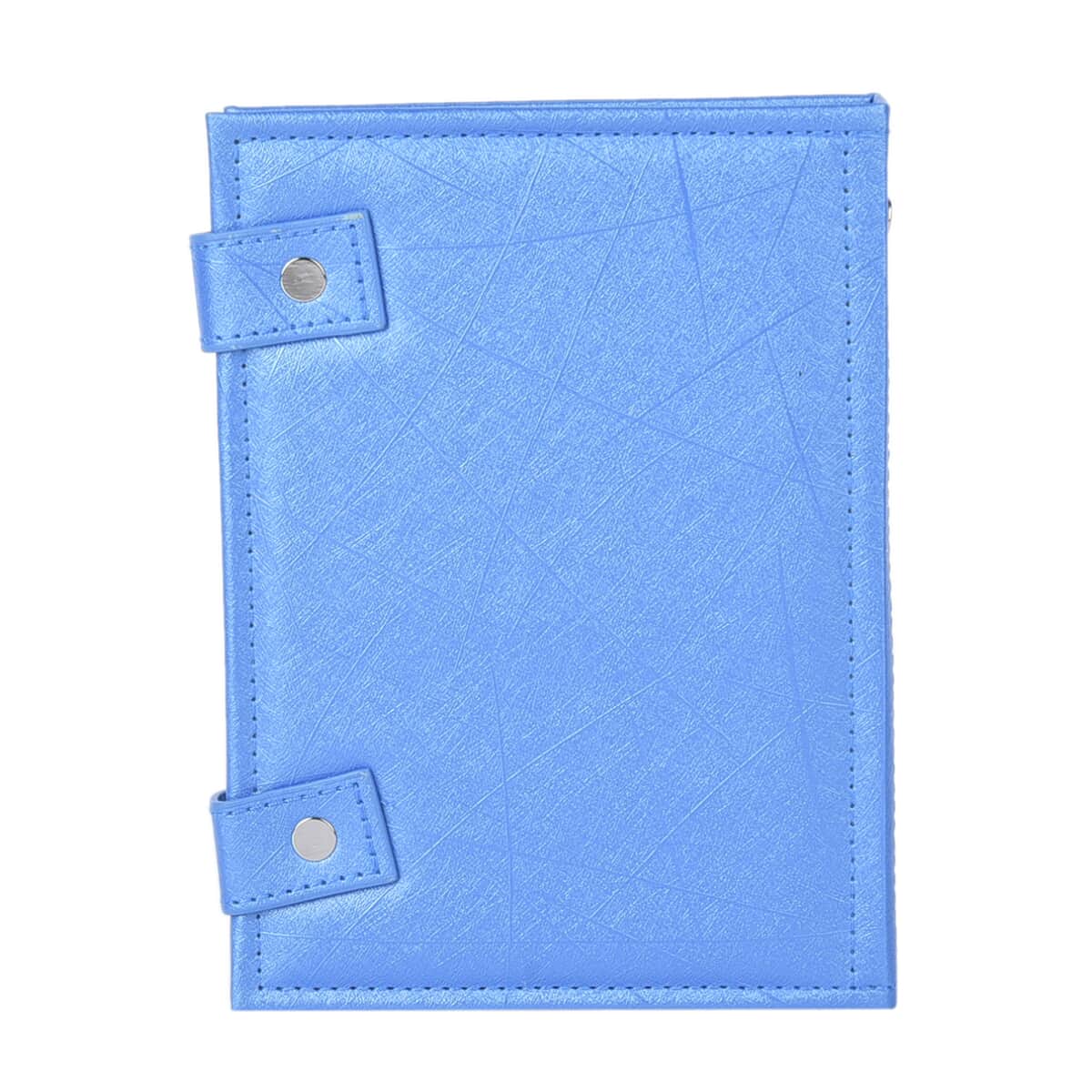 Blue Faux Leather 4 Page Book Design Earrings Hoder (7.28"x5.31"x1.57") image number 4