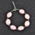 Lab Created Pink Color Opal Station Bracelet in Stainless Steel (7.50 -9.00In) image number 1