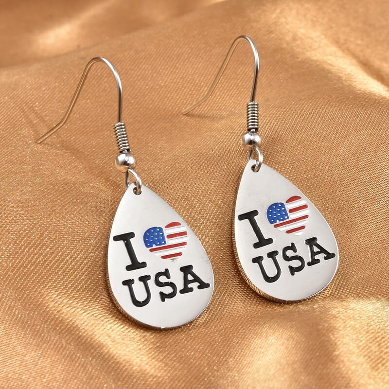 I love USA Theme Earrings in Stainless Steel , Tarnish-Free, Waterproof, Sweat Proof Jewelry