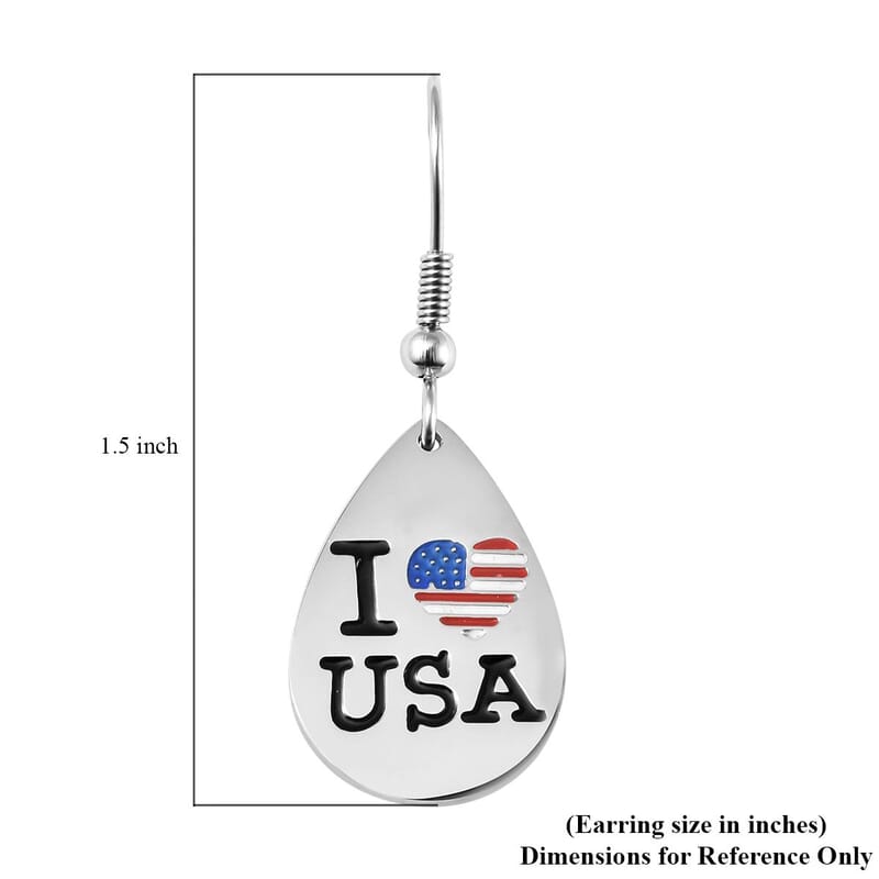 I love USA Theme Earrings in Stainless Steel , Tarnish-Free, Waterproof, Sweat Proof Jewelry