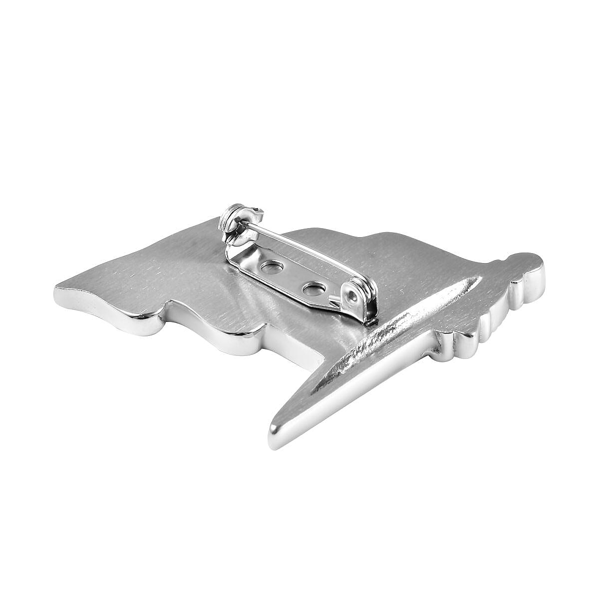 White Austrian Crystal and Enameled American National Flag Brooch in Stainless Steel
