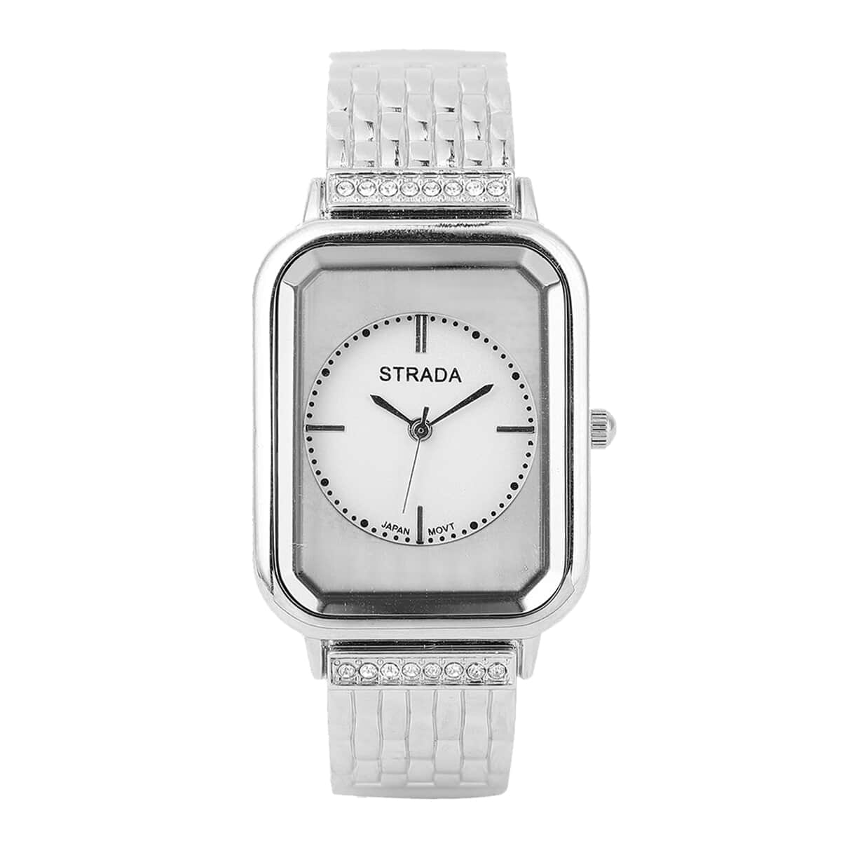 Strada White Austrian Crystal Japanese Movement Watch in Silvertone image number 0