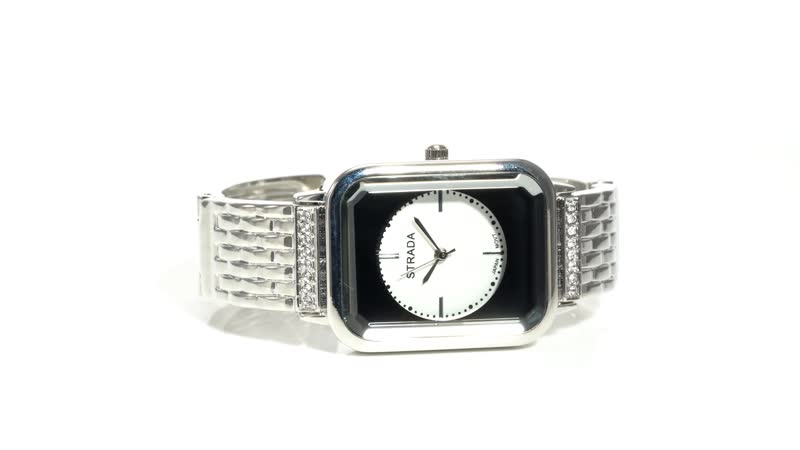 STRADA 10th ANNIVERSARY SPECIAL White Austrian Crystal Japanese Movement Watch in Silvertone