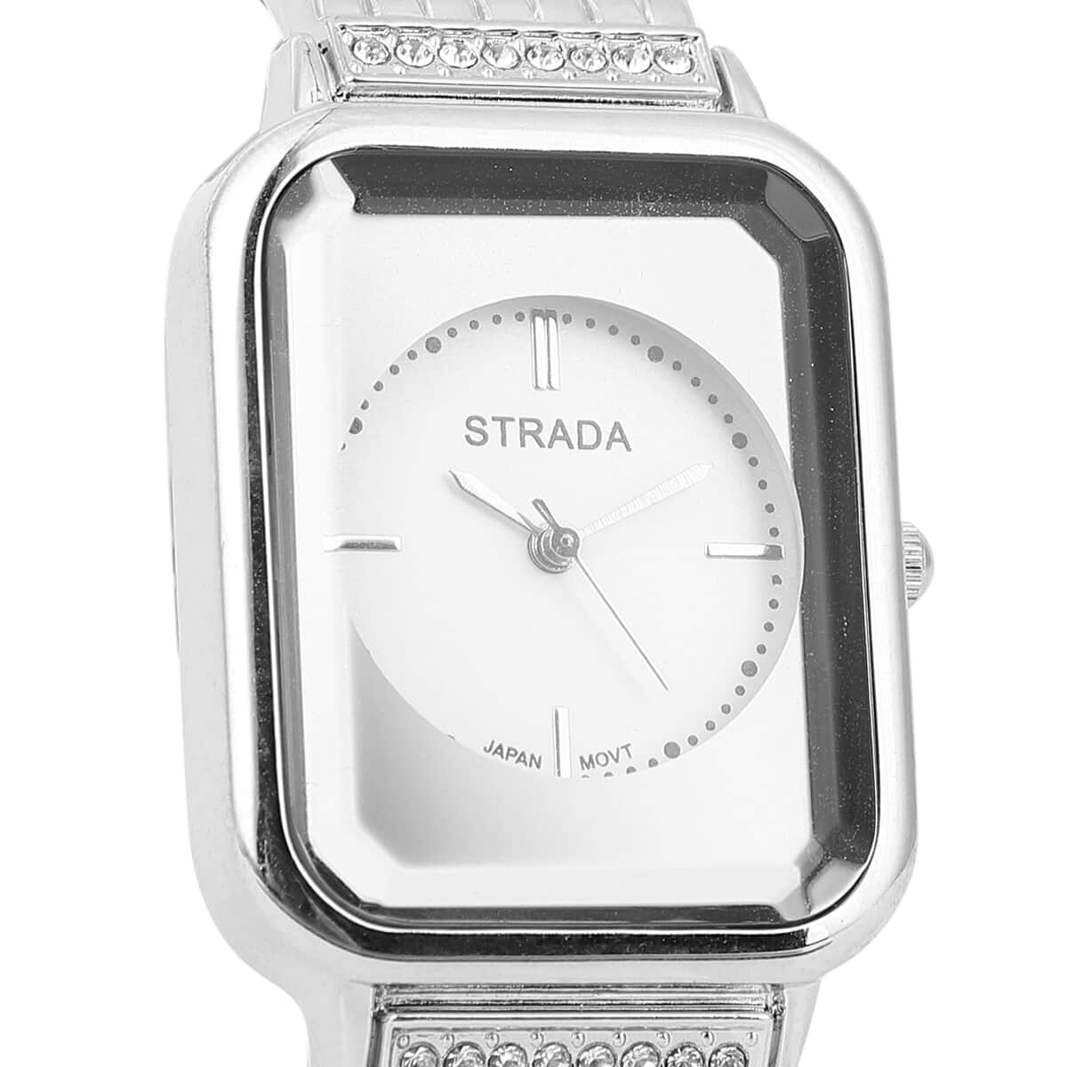 Strada White Austrian Crystal Japanese Movement Watch in Silvertone image number 2