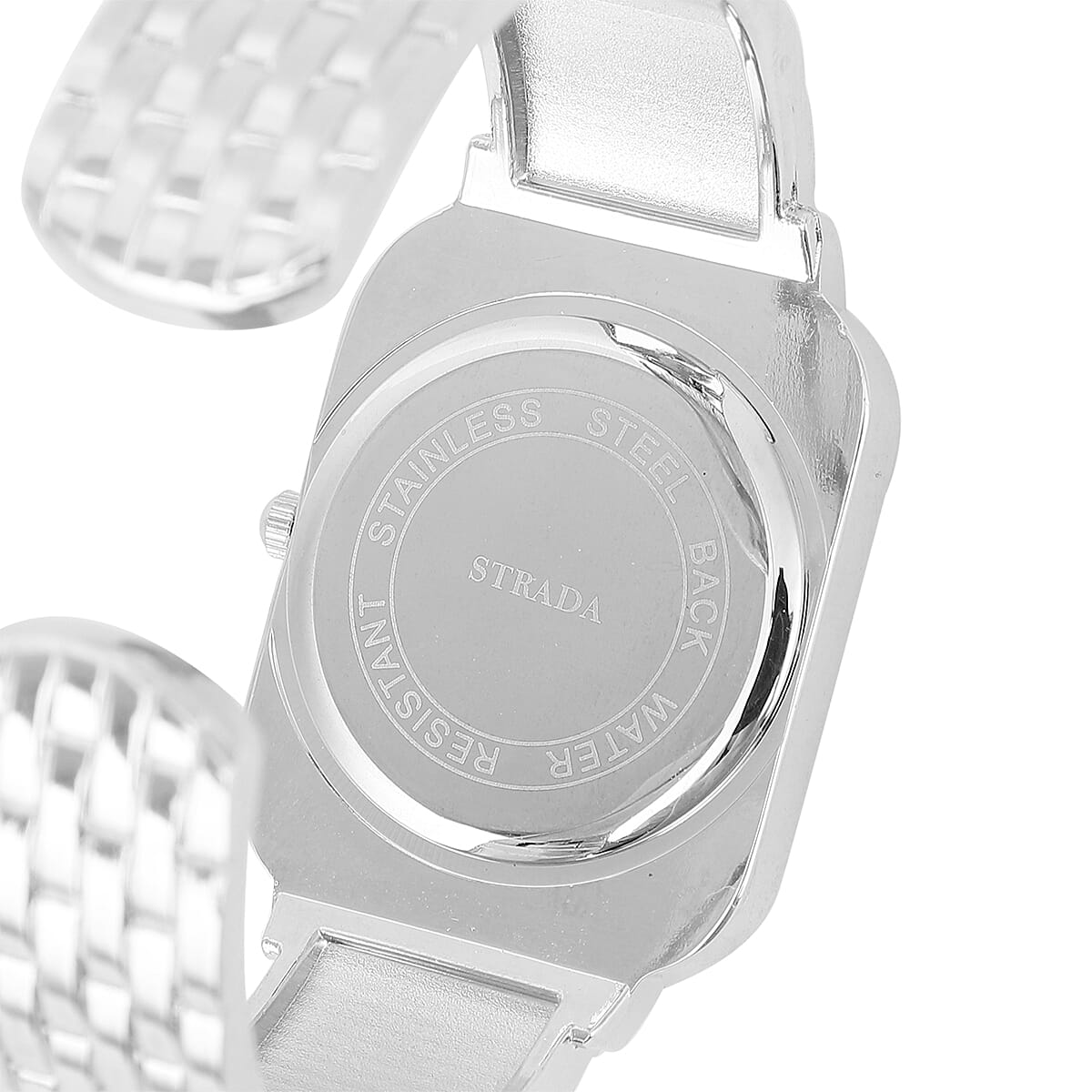 Strada White Austrian Crystal Japanese Movement Watch in Silvertone