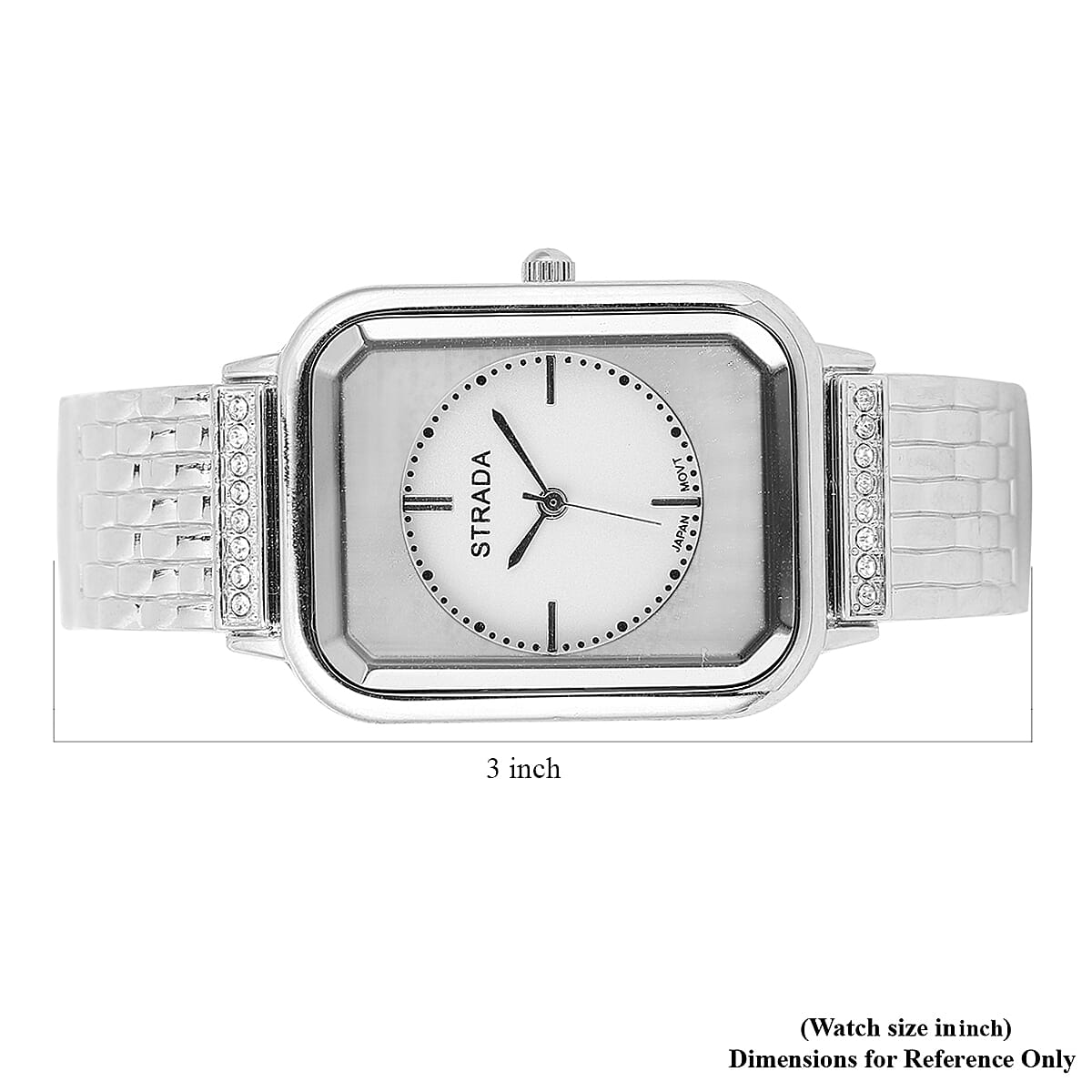 Strada White Austrian Crystal Japanese Movement Watch in Silvertone