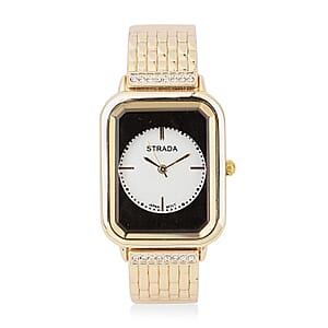 Strada White Austrian Crystal Japanese Movement Watch in Goldtone