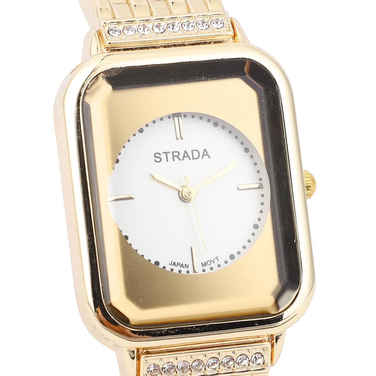 Strada White Austrian Crystal Japanese Movement Watch in Goldtone image number 3