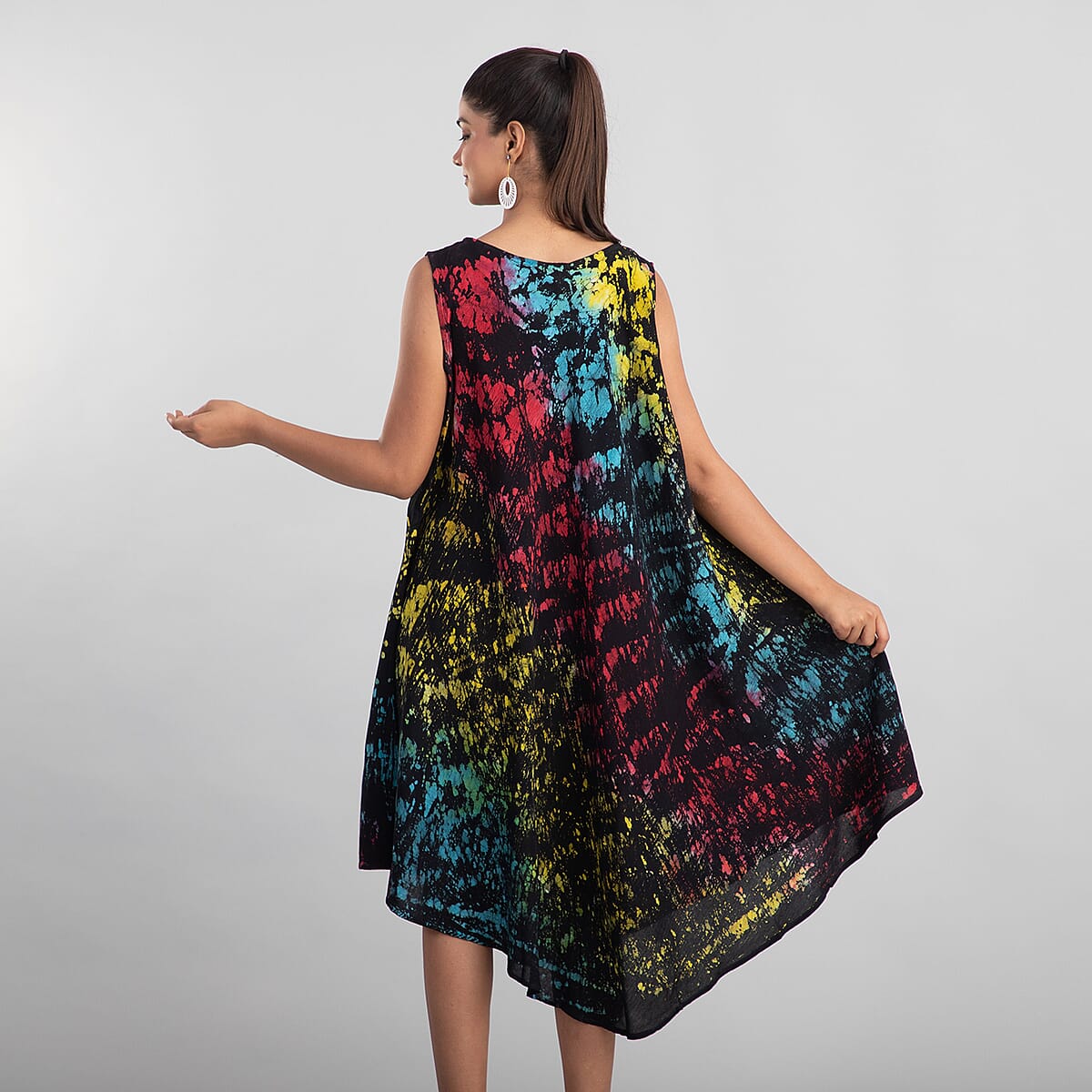 JOVIE Rainbow and Black Splatter Print Umbrella Dress - One Size Fits Most (48"L x 44"W) image number 2