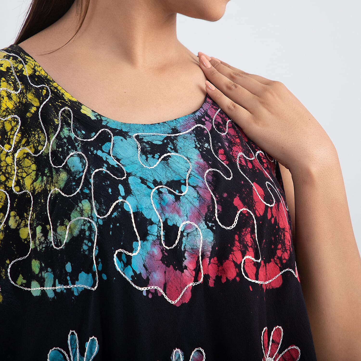 JOVIE Rainbow and Black Splatter Print Umbrella Dress - One Size Fits Most