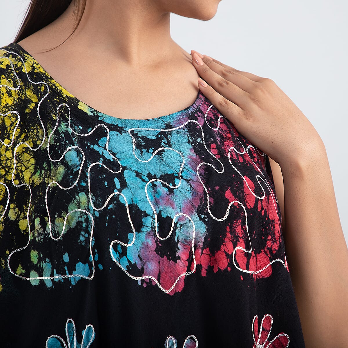 JOVIE Rainbow and Black Splatter Print Umbrella Dress - One Size Fits Most (48"L x 44"W) image number 4