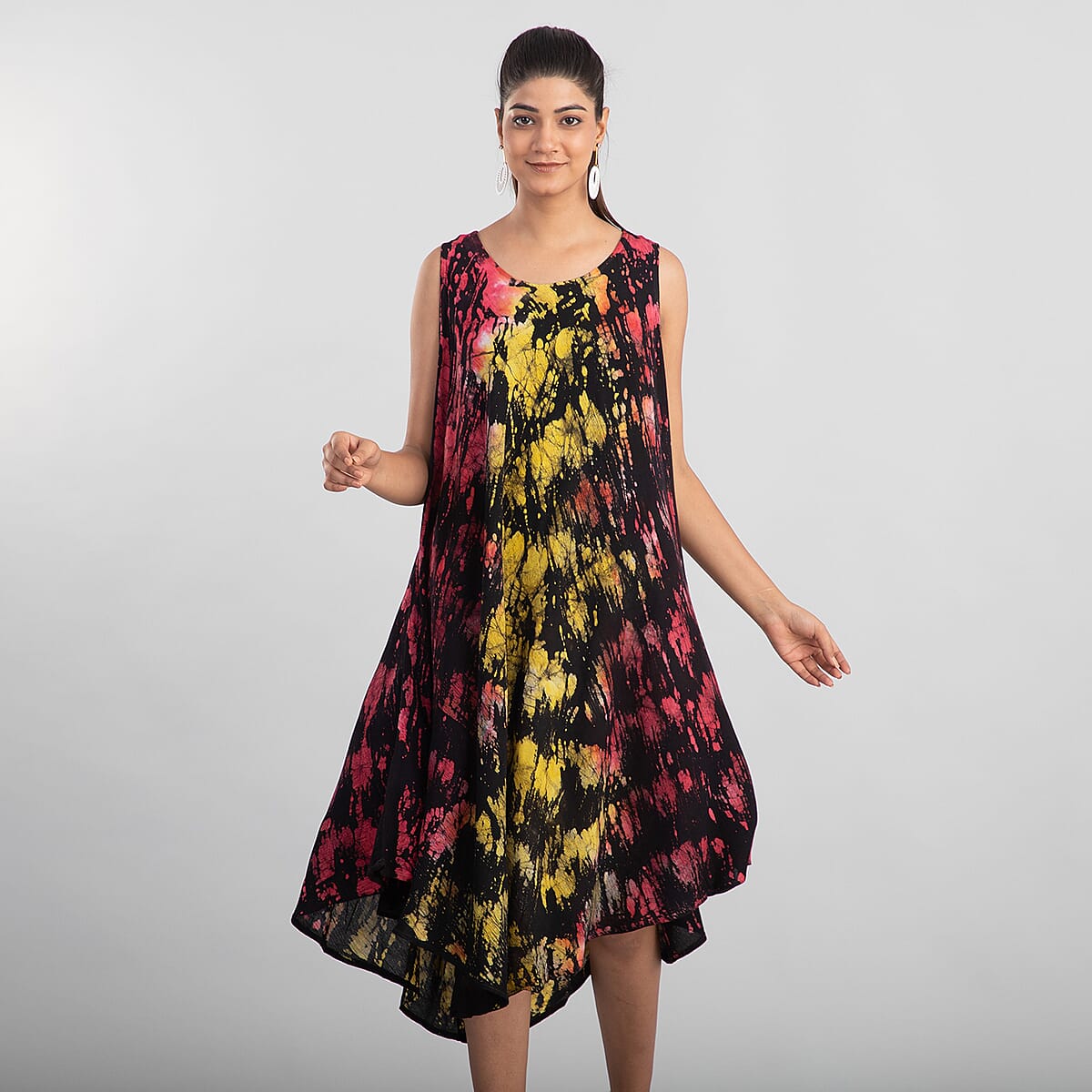 JOVIE Yellow and Black Splatter Print Umbrella Dress - One Size Fits Most image number 0