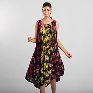 JOVIE Yellow and Black Splatter Print Umbrella Dress - One Size Fits Most
