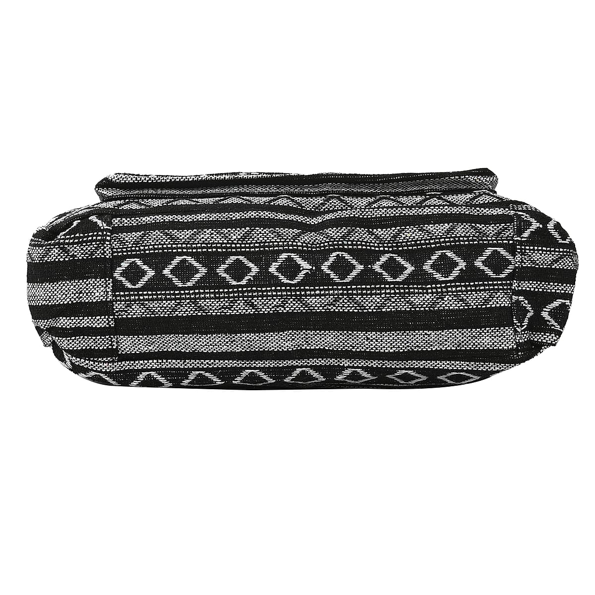 Black and White Tribal Pattern 65% Polyester and 35% Cotton Crossbody Bag with Shoulder Strap image number 3