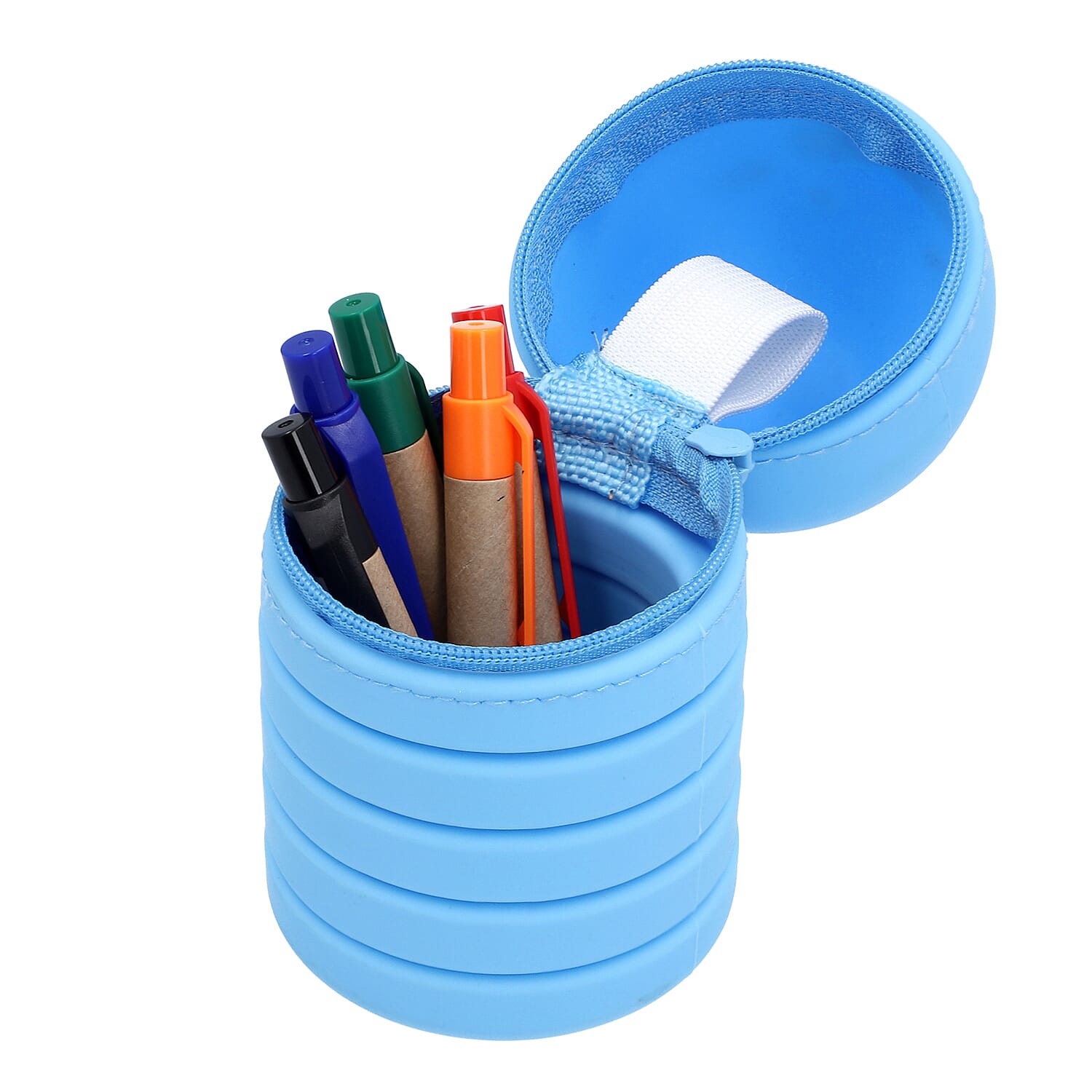 Set of 5 Pens with Extendable Kids Funny Characters Stationary Box - Blue