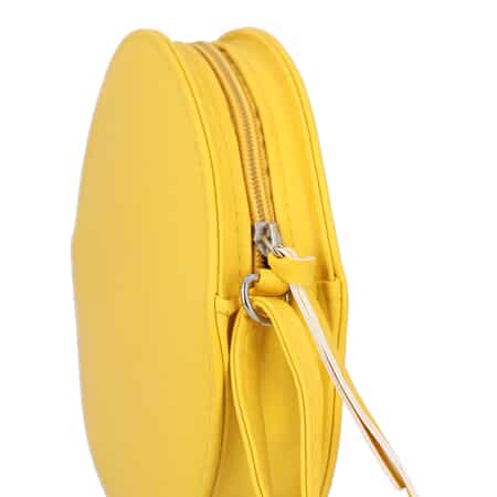 Yellow Faux Leather Lemon Shoulder Bag with Detachable Chain image number 3