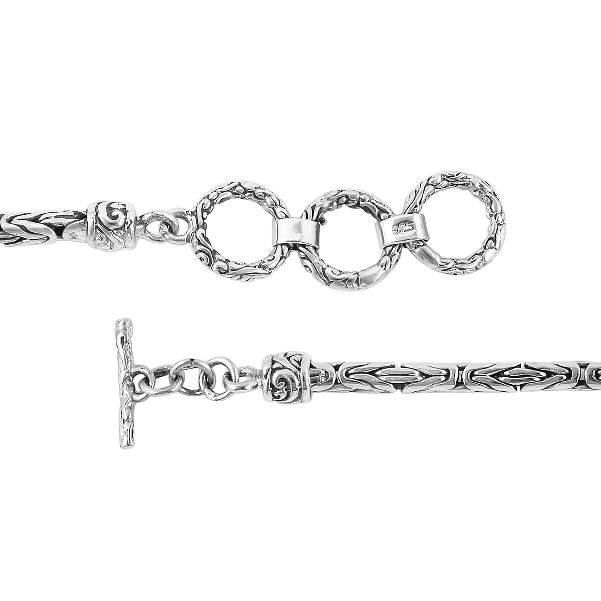 Bali Legacy Pink and Green Jade (D), Mozambique Garnet Toggle Clasp Bracelet with MOM Charm in Sterling Silver (7.50 In) 1.60 ctw image number 3