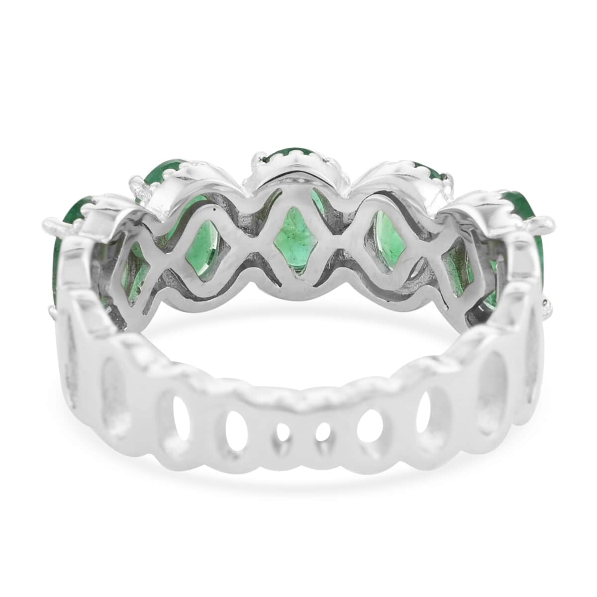 AAA Kagem Emerald 5 Stone Ring in Sterling Silver (Size 7.0) 2.15 ctw image number 3