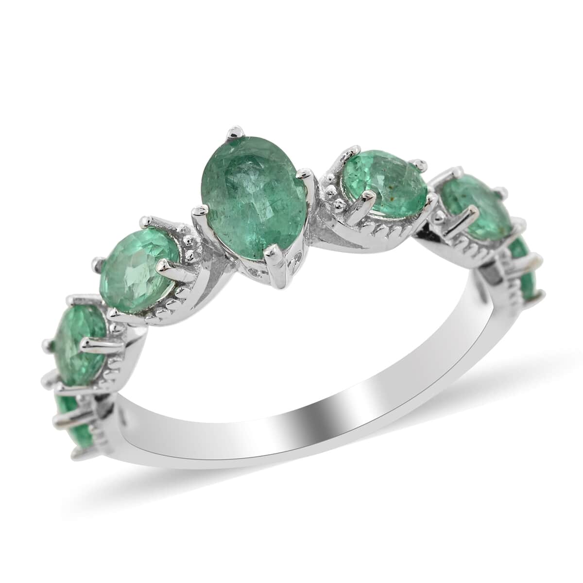 AAA Kagem Zambian Intense Green Emerald Ring in Sterling Silver (Size 7.0) 1.40 ctw image number 0