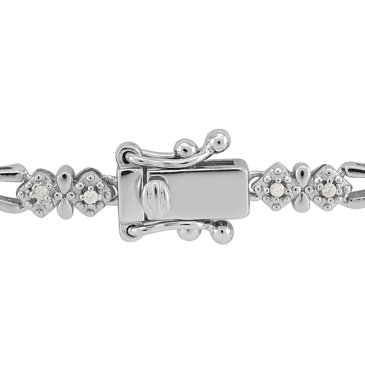 AAA Kagem Emerald and White Zircon Bracelet in Sterling Silver (7.50 In) 6.75 ctw image number 2