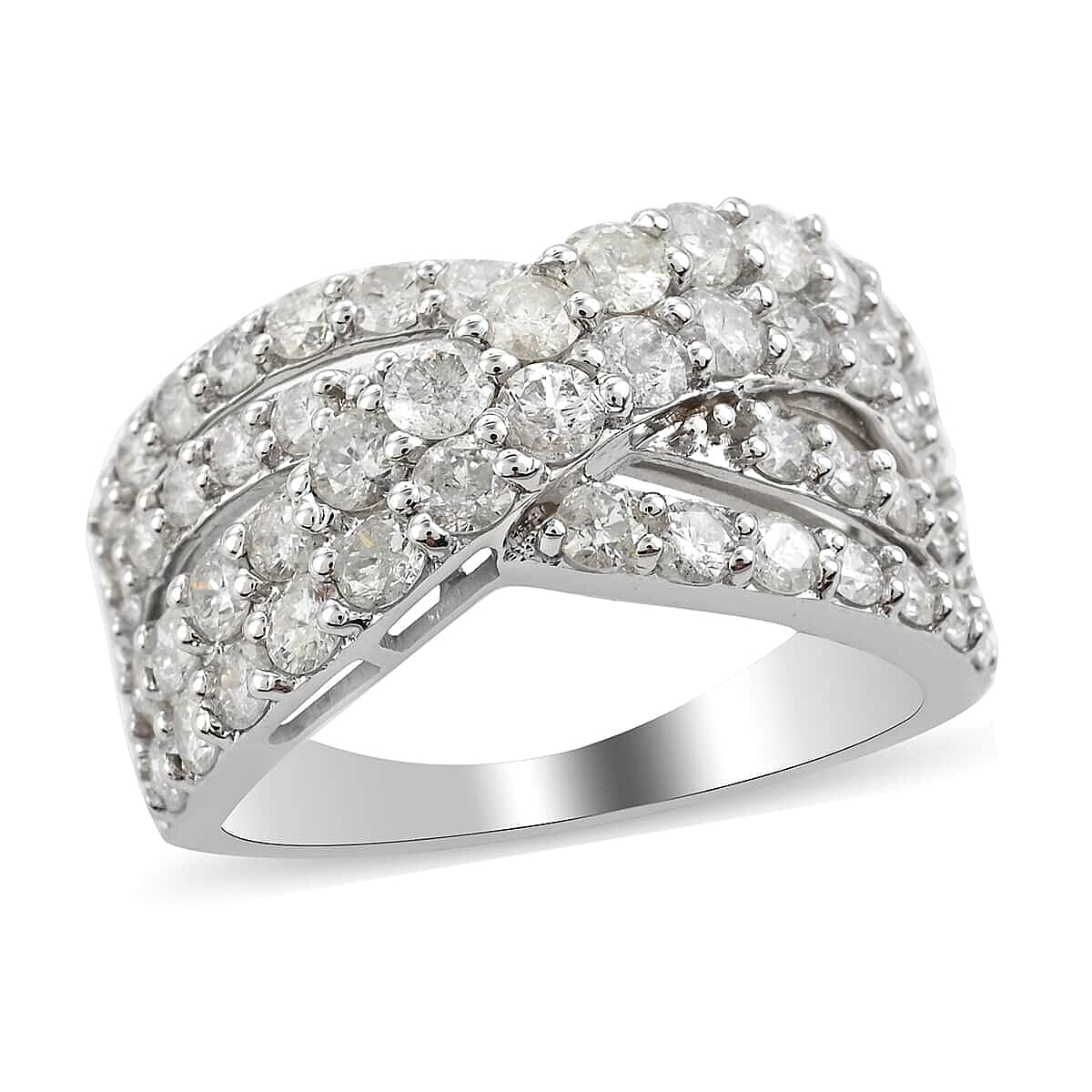NY Closeout 14K White Gold G-H I1-I2 Diamond Ring (Size 8.0) 4.90 Grams 2.00 ctw