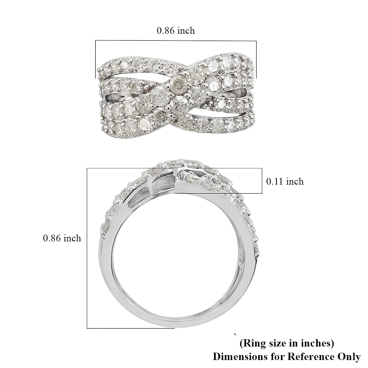NY Closeout 14K White Gold G-H I1-I2 Diamond Ring (Size 8.0) 4.90 Grams 2.00 ctw
