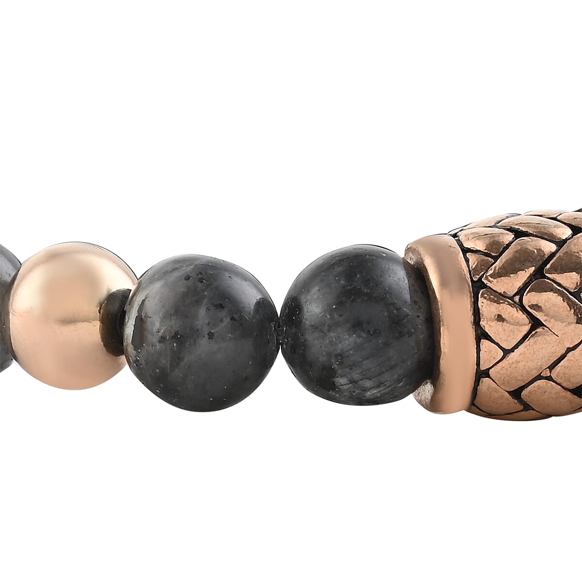 Jasper Beaded Stretch Bracelet in ION Plated Rose Gold Stainless Steel 7.60 ctw image number 1