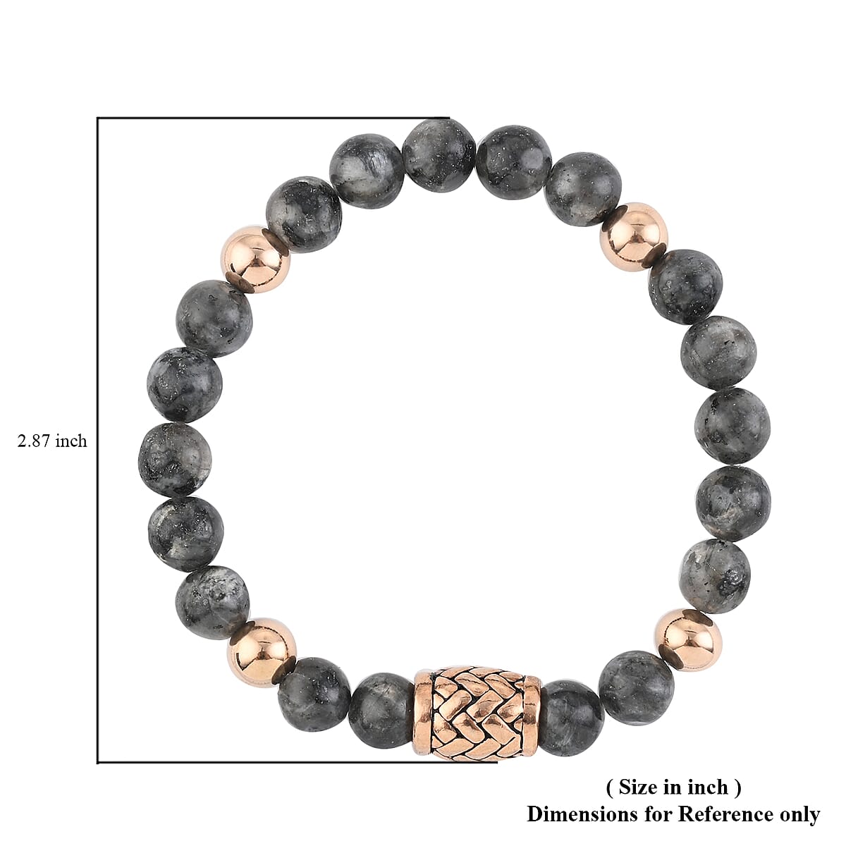 Jasper Beaded Stretch Bracelet in ION Plated Rose Gold Stainless Steel 7.60 ctw image number 2