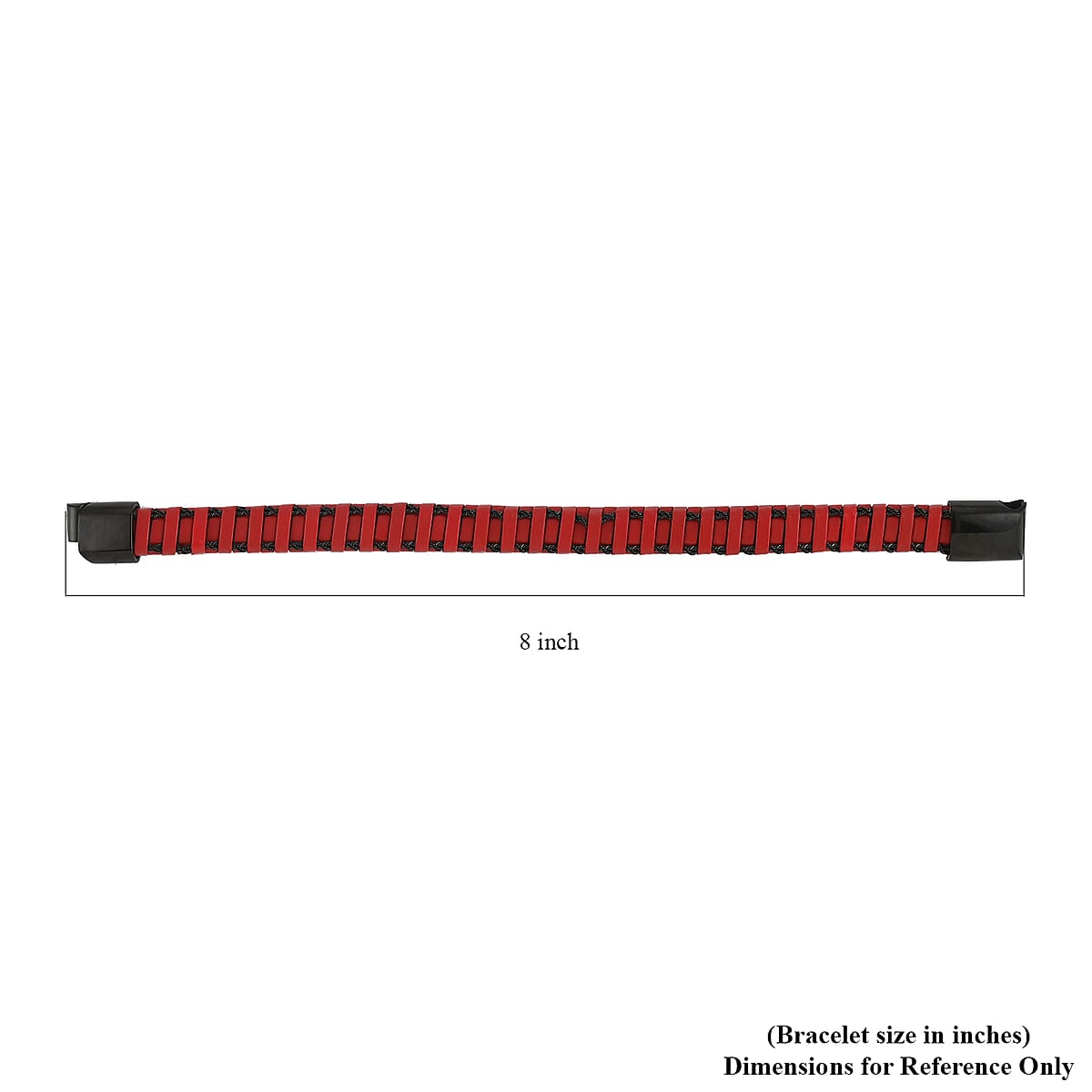 Red Leather Woven Bracelet in ION Plated Black Stainless Steel (8.50 In) 24 Grams image number 3