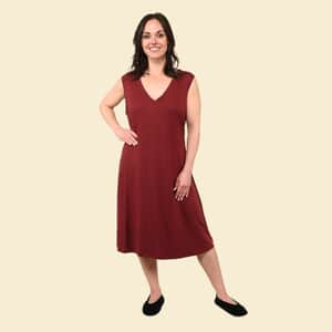 Tamsy Burgundy Tank Dress - L