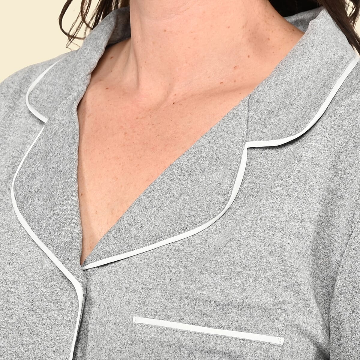 Tamsy Gray Short Sleeve Button-Up and Jogger PJ Set - 3X image number 3