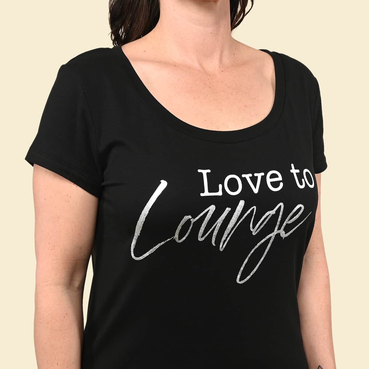 Tamsy Black Love to Lounge Sleep Shirt - S image number 3