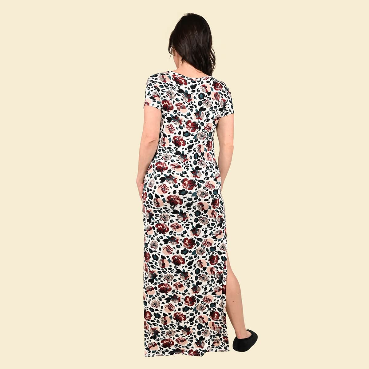 Tamsy Floral Maxi Lounge Dress with Side Vents - S image number 1