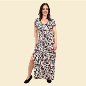 Tamsy Floral Maxi Lounge Dress with Side Vents - M