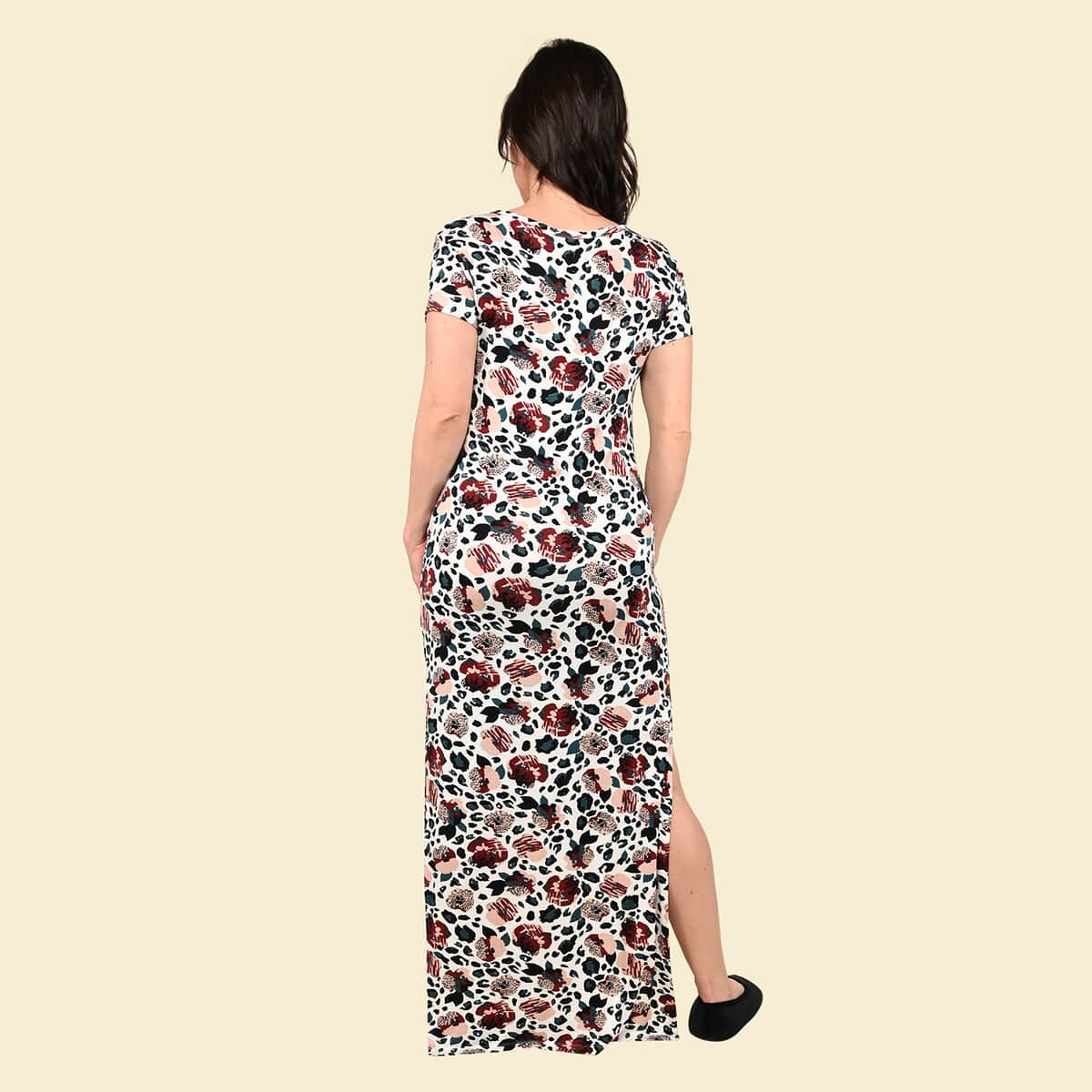 Tamsy Floral Maxi Lounge Dress with Side Vents - M image number 1