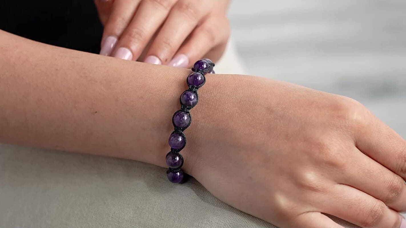 Amethyst Weaved Adjustable Bracelet 125ctw