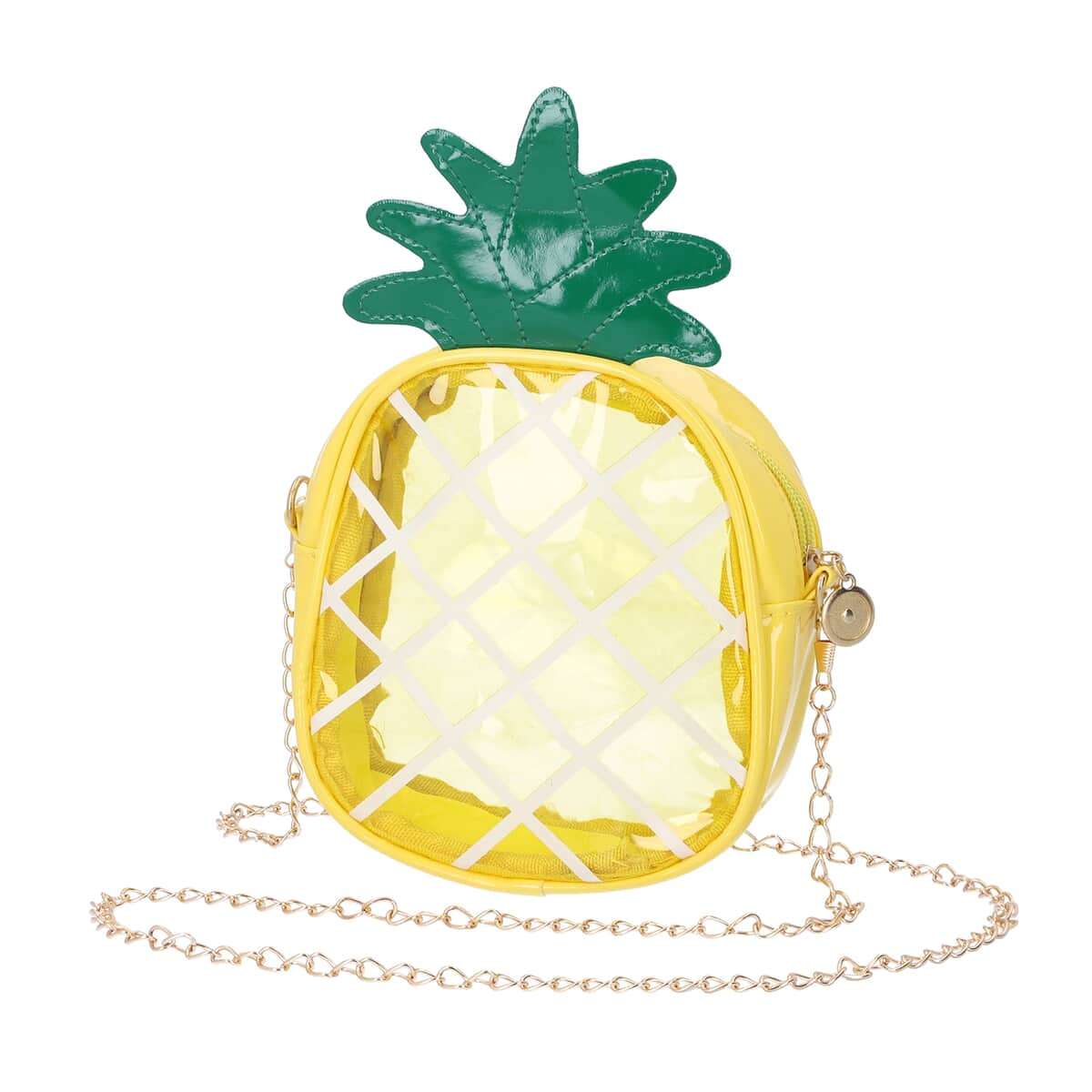 Yellow and Green Faux Leather Pineapple Shoulder Bag with Detachable Chain image number 0