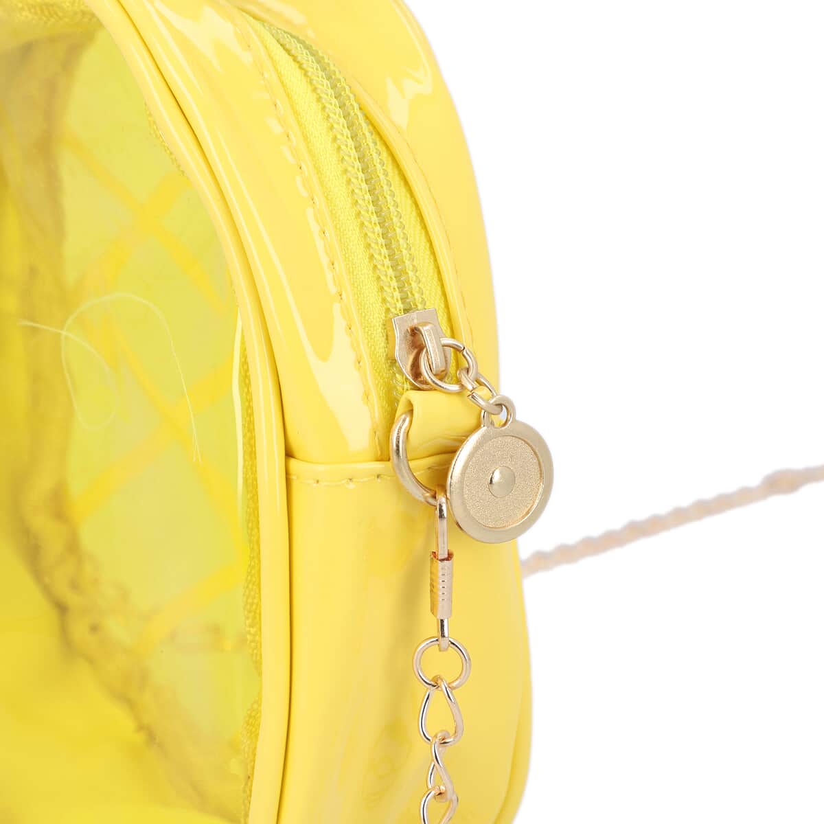 Yellow and Green Faux Leather Pineapple Shoulder Bag with Detachable Chain image number 3