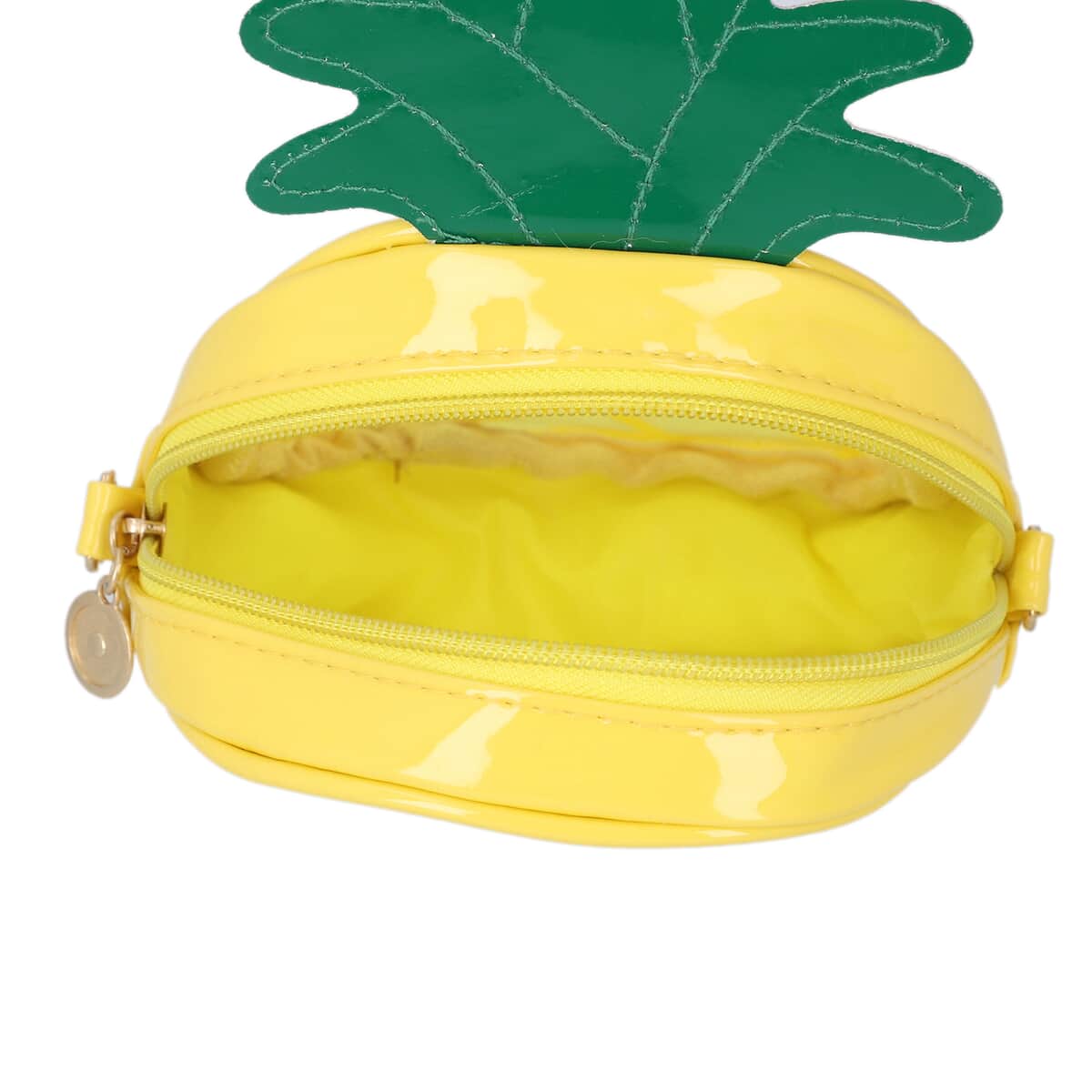Yellow and Green Faux Leather Pineapple Shoulder Bag with Detachable Chain image number 4