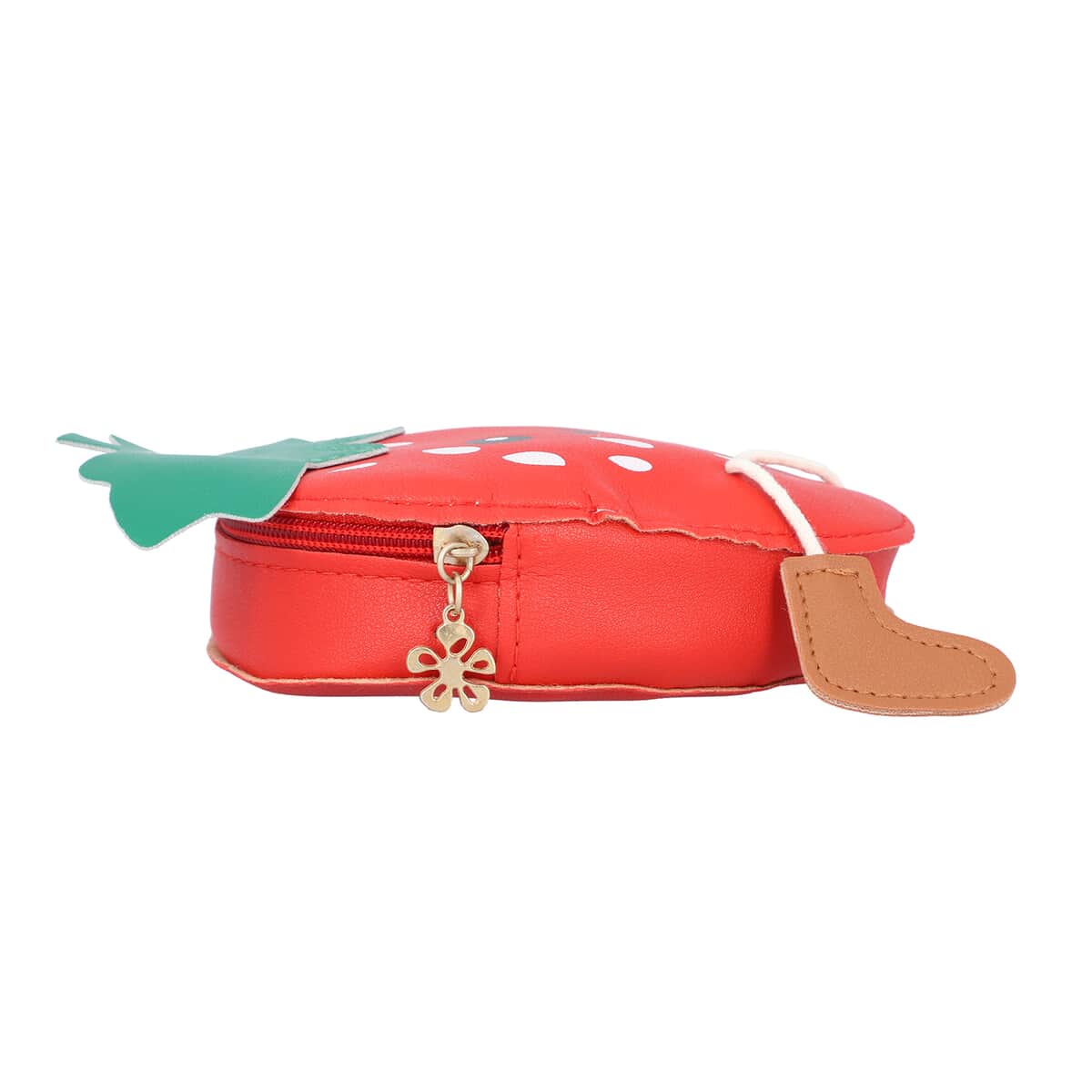 Red and Green Faux Leather Strawberry Shoulder Bag with Rope Shoulder Strap image number 2