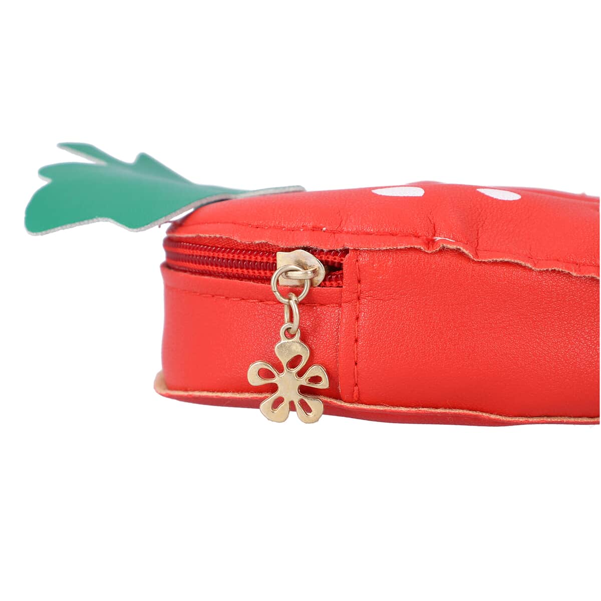 Red and Green Faux Leather Strawberry Shoulder Bag with Rope Shoulder Strap image number 3